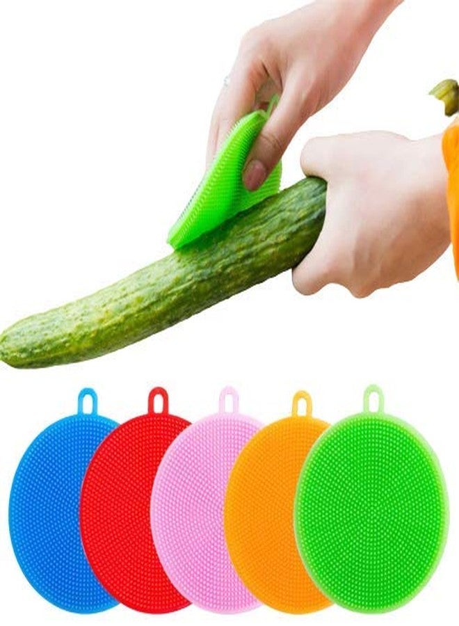 Perfect Pricee Scrub Soft Silicone Round Cleaning Dish Washing Bowl Brush Non-Scratch for Household Kitchen Cleaner Tools Easy Remove Grease (Multicolour-Pack of 2) - Image 1